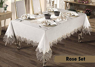 Скатертина з мереживом з салфетками Rose Set 160*220