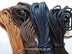 Шнурки взуттєві вощені Мотузка, d = 3 мм, кол. в асортименті 60-90 см