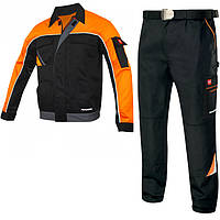 Спецодежда мужской костюм куртка и штаны, защитный рабочий комплект, мужская роба черная,качественная спецовка 50