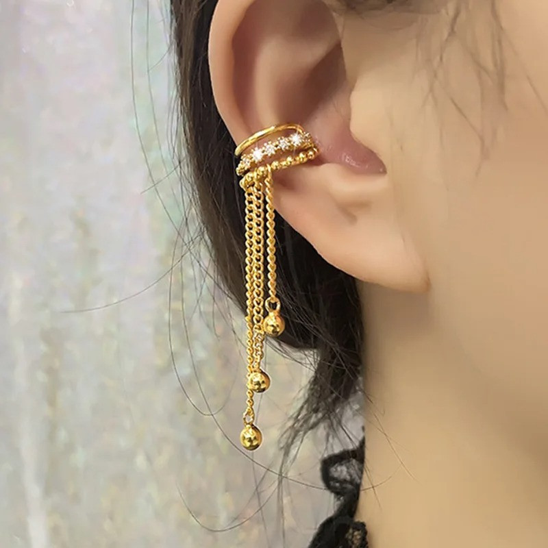 Біжутерія сережки-кліпси-кафи з медичної сталі K-pop 041-2 Gold