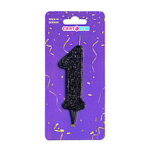 Свічка-цифра "1" чорна блиск