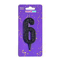 Свічка-цифра "6" чорна блиск