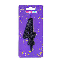 Свічка-цифра "4" чорна блиск