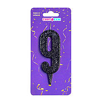 Свічка-цифра "9" чорна блиск