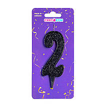 Свічка-цифра "2" чорна блиск