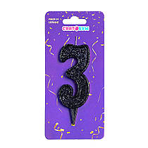 Свічка-цифра "3" чорна блиск