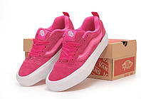 Женские кеды Vans KNU Skool Pink White Platform (розовые) шикарные текстильные кеды на весну-лето Y14712