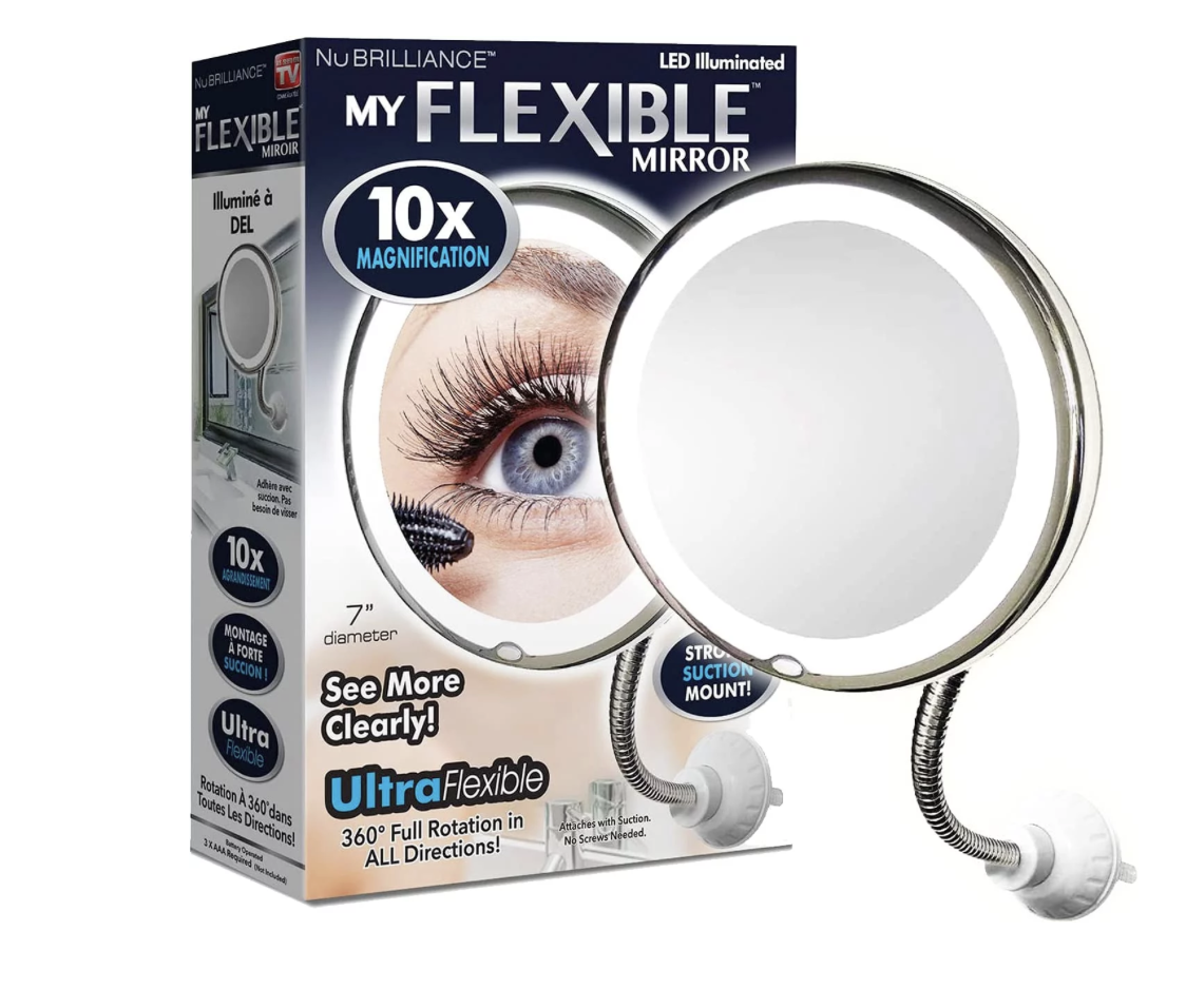 Гнучке дзеркало для макіяжу з підсвіткою LED Ultra Flexible mirror 10X збільшення, на присосці (24)