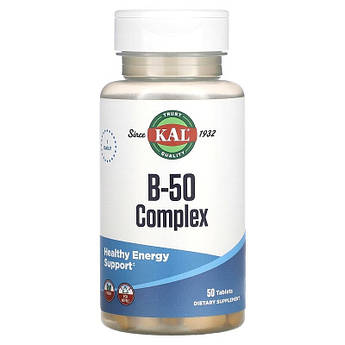 Комплекс вітамінів групи Б KAL B-50 Complex для енергії та бадьорості 50 таблеток