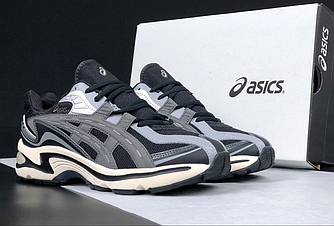 Чоловічі кросівки Asics Gel-preleus Grey Black Асікс Гель чорні з сірим шкіра сітка весна літо спортивні