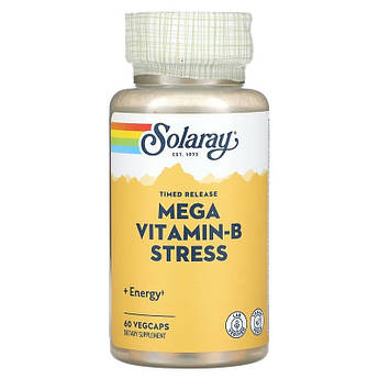 Вітаміни групи Б Solaray Mega Vitamin-B Stress комплекс для зняття стресу 60 рослинних капсул