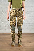 Жіночі військові штани зі вставними наколінниками ріп-стоп Піксель (наколенники олива)