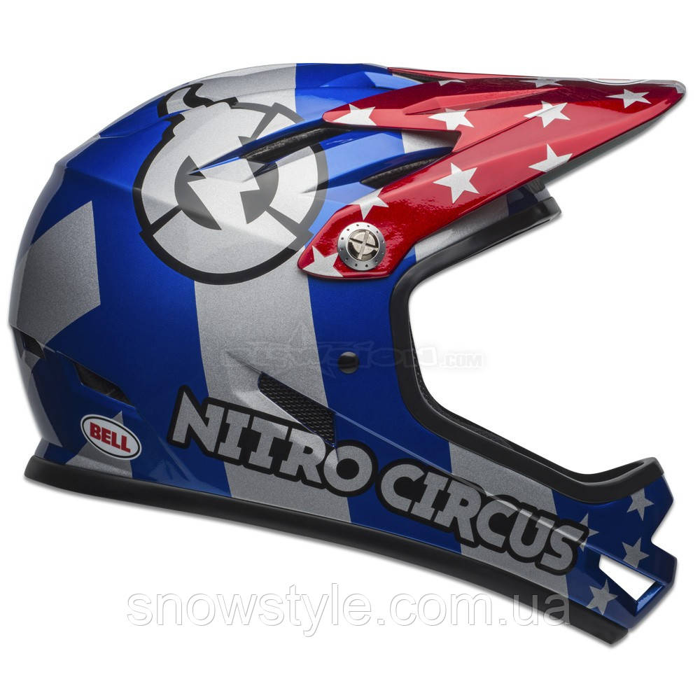 Шолом для вело кросу Bell Sanction Bike Helmet Nitro Circus Gloss Silver/Blue/Red Small (53-55cm)