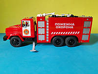 Іграшкова пожежна машина, пожежна техніка Автопром Краз, світло , звук 1:16