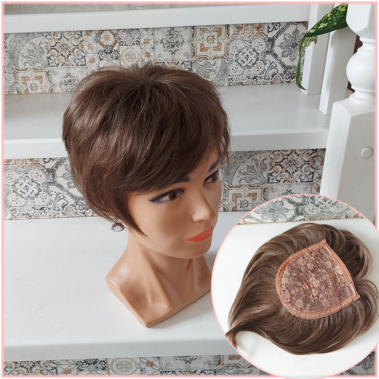 Накладка на маківку на зажимах з термоволосся русявий RY603- 12, фото 1