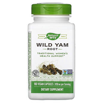 Корінь дикого ямсу 850 мг Nature's Way Wild Yam Root для жіночого здоров'я 180 веганських капсул