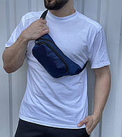 Мужская сумка-бананка синяя через плече спортивная , Напоясная бананка синяя качественная из ткани Oxford