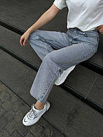 Женские джинсы БАГГИ, с завышенной талией, серые