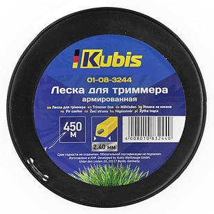 Волосінь для тримера 2.4 мм 450 м армована квадрат бухта Kubis 01-08-3244 z118-2024