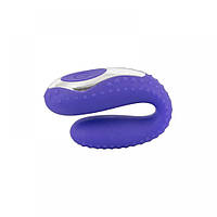 Вібратор для пар для орального сексу Вагінальний для точки G для клітора та для члена силіконовий синій з пультом керування You 2