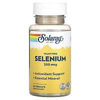 Селен 200 мкг Solaray Selenium Yeast Free для здоровья щитовидной железы 90 растительных капсул