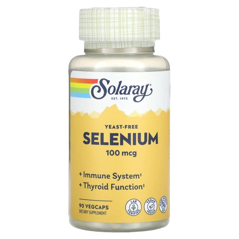 Селен 100 мкг Solaray Selenium Yeast Free для підтримки імунітету 90 вегетаріанських капсул