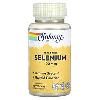 Селен 100 мкг Solaray Selenium Yeast Free для поддержки иммунитета 90 вегетарианских капсул