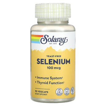 Селен 100 мкг Solaray Selenium Yeast Free 90 вегетаріанських капсул