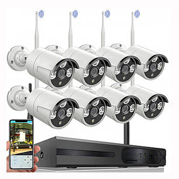 Система відеоспостереження на 8 камер SX08-800 kit 1080p Wifi 5G Комплект камер зовнішнього відеоспостереження