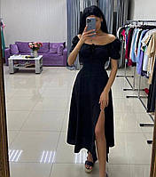 Легкое платье с затяжкой черный7+LID