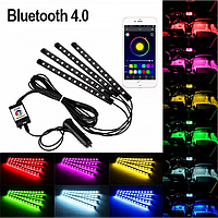 Светодиодная подсветка салона авто bluetooth rgb 4х12 APP de