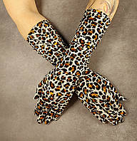 Леопардові довгі рукавички 42см до ліктя тонкі, сонцезахисні, тягнуться