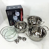 Набор практичных кастрюль UNIQUE UN-5074 | Набор посуды кастрюли | Набор посуды для MH-312 индукционных плит