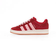Жіночі кросівки Adidas Campus Red Pink Кеди Адідас Кампус червоні замша текстиль демісезон, фото 2
