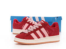 Жіночі кросівки Adidas Campus Red Pink Кеди Адідас Кампус червоні замша текстиль демісезон, фото 3