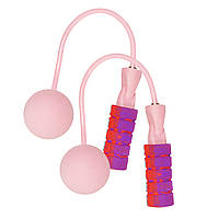 Скакалка для прыжков с шариками утяжелителями, розовый de