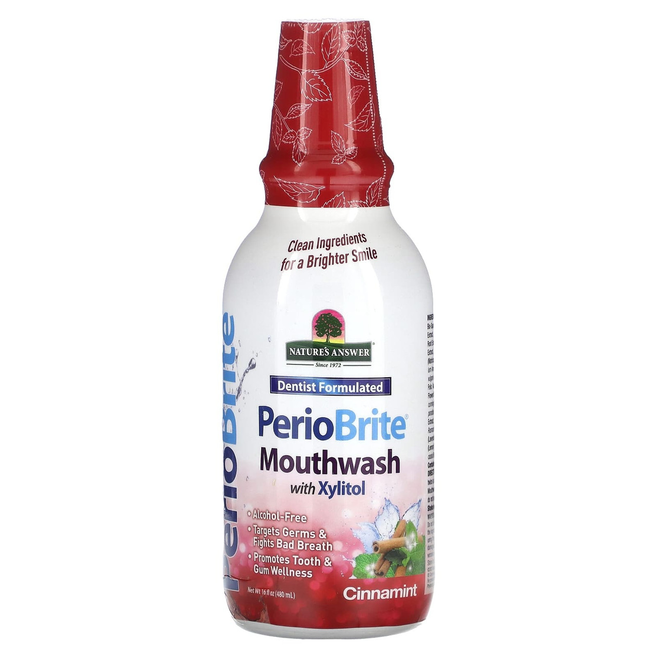 Ополіскувач для порожнини рота Nature's Answer "PerioBrite Natural Mouthwash" смак кориця-м'ята (480 мл), фото 1