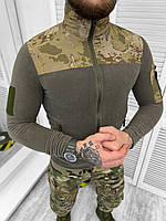 Тактическая флиска олива-мультикам на замке,военная мужская армейская флисовая кофта олива зсу
