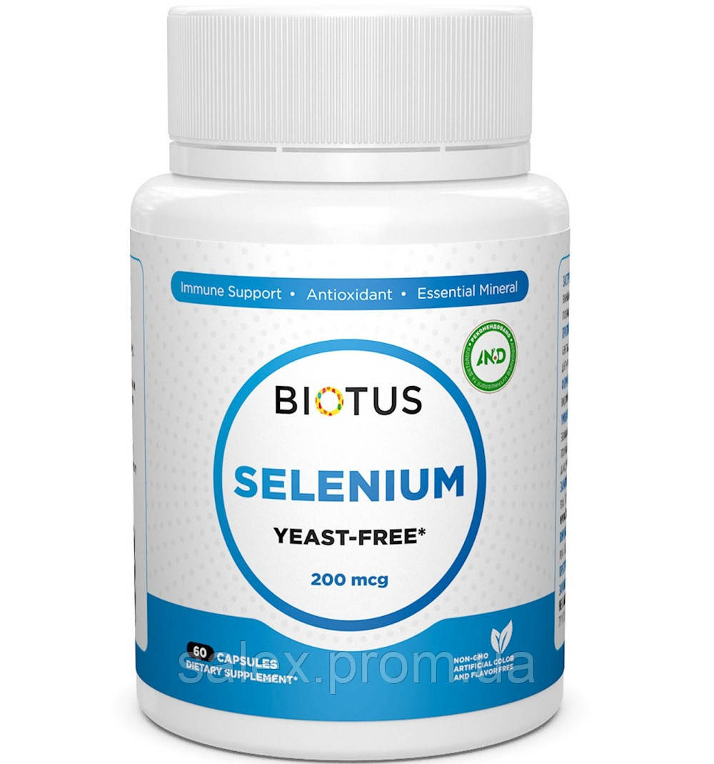 Комплекс Селен і Молібден Biotus Selenium 200 mcg 60 Caps BIO-530845 SX, код: 7778504