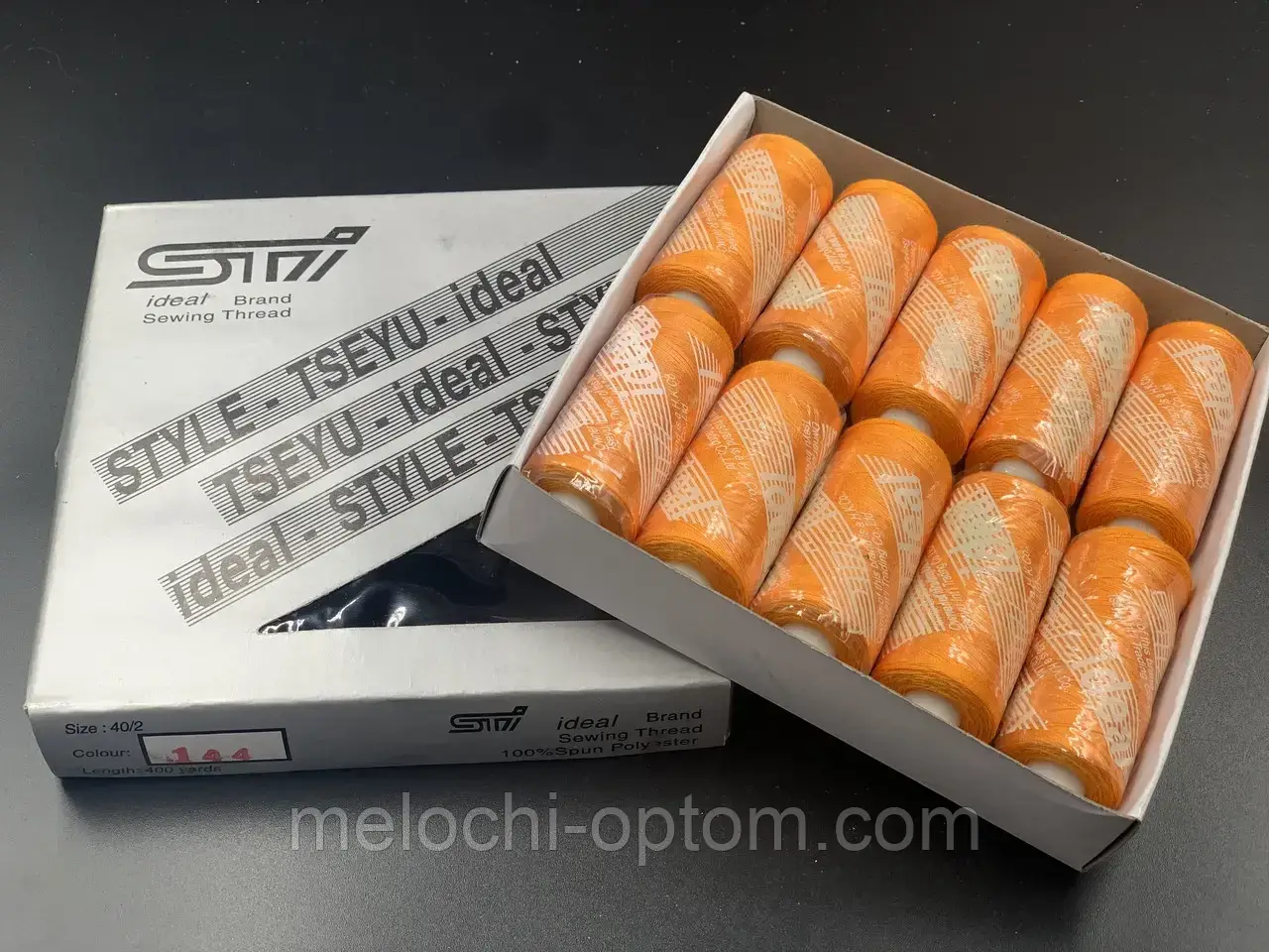 Нитки швейні "IDEAL" №40, 100% поліестер 10шт в упаковці, колір №144 оранжевий
