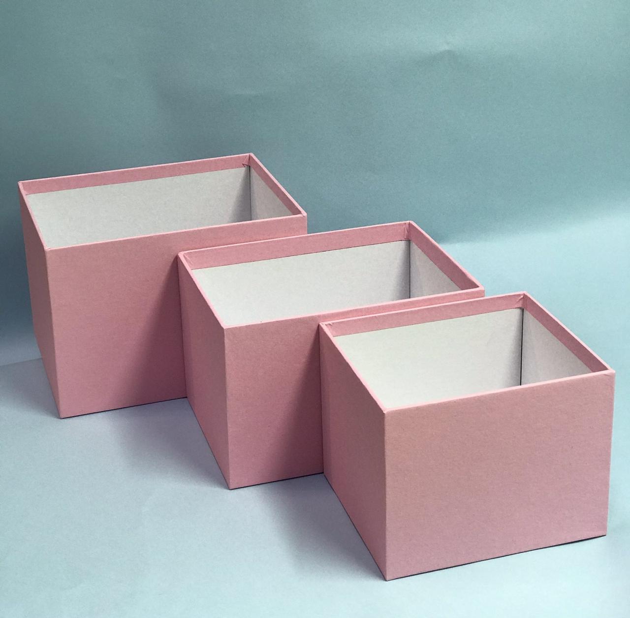 Набір прямокутних коробок для квітів (рожевий)