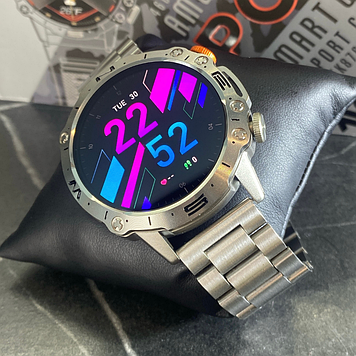 Смарт годинник із залізним ремінцем чоловічий сталевого кольору з дзвінком Smart Watch для чоловіків Modfit Combat Pro