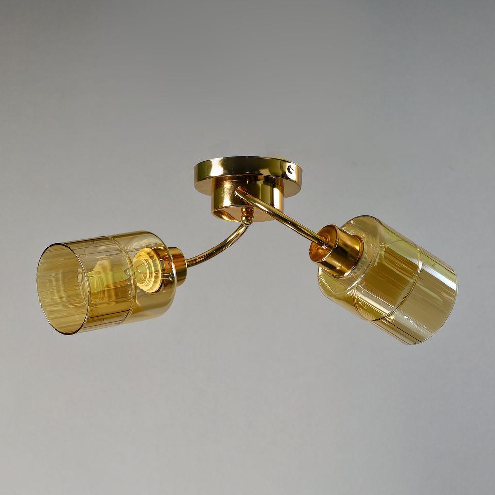 Люстра стельова на два плафони золото