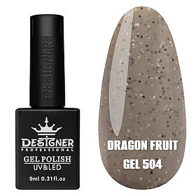 Гель-лак для манікюру Dragon fruit gel Дизайнер (з чорно-білою крихтою), 9 мл Сіро-коричневий №504