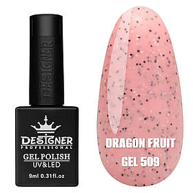 Гель-лак для манікюру Dragon fruit gel Дизайнер (з чорно-білою крихтою), 9 мл Рожевий №509
