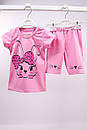Літній комплект для дівчинки футболка+треси Зайка стрейч-кулир, фото 3