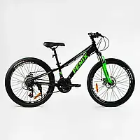 Велосипед спортивний Corso FENIX 24" рама алюмінієва 11 , обладнання Saiguan 21 швидкість, зібран на 75%
