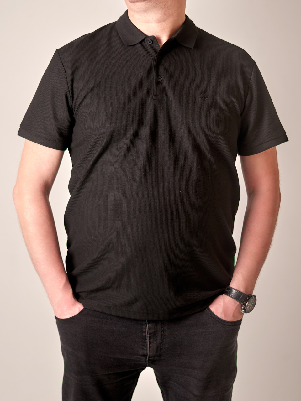 Чоловіче поло в полоску великого, чорного кольору - фото 1 - id-p2190963397