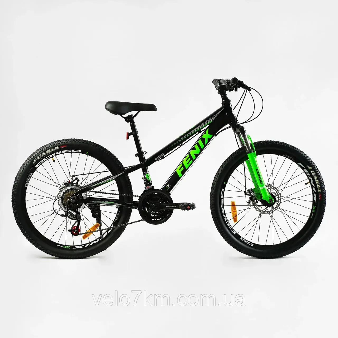 Велосипед спортивний Corso 24" дюйми «Fenix» рама алюмінієва 11’’, обладнання Saiguan 21 швидкість, зібран на 75%