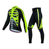 Мужской велокостюм KIDITO KM-CT-18 Skeleton Green 3XL кофта с длинным рукавом + штаны для велосипедистов de